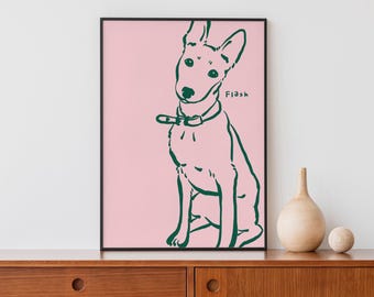 Custom Pet Portrait, Badly Drawn Pet Portrait, Dog Drawing, Pet Line Art, Pet Illustration, Dog Lover Gift, Custom Dog Cat Wall Art Prints