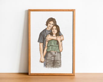 Anpassat akvarellporträtt, parporträttillustration, familjeteckning, akvarellteckning, parpresent, bröllopspresent, årsdagspresent