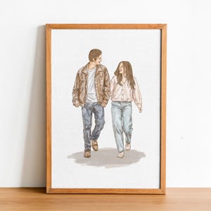 Ilustración de retrato de pareja personalizado, retrato al óleo en acuarela, dibujo personalizado, retrato familiar, dibujo de caricatura personalizado, dibujo lineal