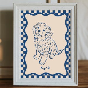 Retrato retro personalizado de mascota, retrato de perro, retrato de gato, monumento conmemorativo para mascotas, retrato de mascota original, dibujo lineal personalizado, regalo moderno para mascotas, arte mural para perros