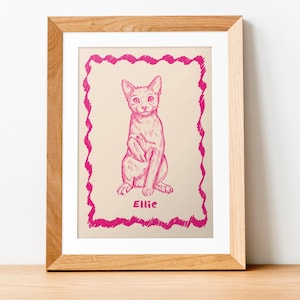 Custom Retro Pet Portrait, Cat Portrait, Funky Pet Portrait, Badly Drawn Pet Portrait, Colorful Dog Drawing, Pet Memorial, Dog Line Art