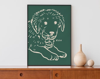 Custom Pet Portrait, Badly Drawn Pet Portrait, Personalized Dog Line Drawing, Pet Illustration, Cat Wall Prints, Dog Lover Gift, Pet Cartoon