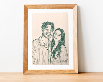 Benutzerdefinierte Linie Porträt, Paar Porträt, Linie Kunst Zeichnung, Familien Porträt, Benutzerdefinierte minimalistische Kunst, personalisierte Porträt mit Haustier, individuelles Geschenk