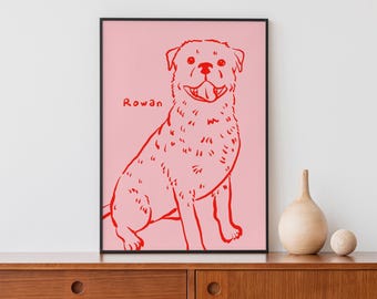 Personalized Pet Portrait, Custom Dog Portrait, Custom Line Drawing, Dog Wall Prints, Dog Lover Gift, Pet Drawing, Badly Drawn Pet Portrait