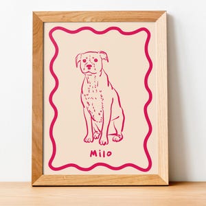 Portrait d'animal de compagnie rétro personnalisé, portrait de chien, portrait de chat, monument commémoratif d'animal de compagnie, portrait d'animal de compagnie génial, dessin au trait personnalisé pour animal de compagnie, cadeau tendance pour animal de compagnie, art mural chien