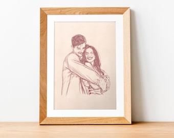 Benutzerdefinierte Linie Porträt, Paar Porträt, Linie Kunst Zeichnung, Familien Porträt, Benutzerdefinierte minimalistische Kunst, personalisierte Porträt mit Haustier, Paar Geschenk