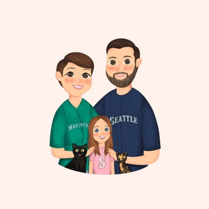 Custom Couple Portrait, Cute Cartoon Illustration, Anime Portrait, Family Portrait, Pet Portrait, Anniversary/Wedding/Personalized Gift image 4