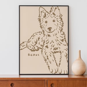 Custom Pet Portrait, Personalized Dog Portrait, Custom Badly Drawn Pet Portrait, Dog Line Drawing, Pet Prints, Dog Wall Art, Dog Lover Gift