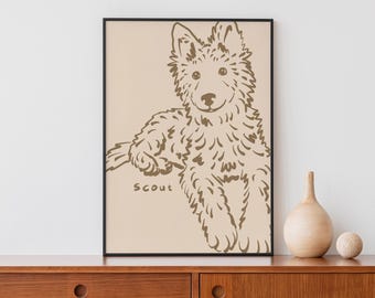 Custom Pet Portrait, Badly Drawn Pet Portrait, Custom Dog Line Drawing, Cat Wall Prints, Pet Illustration, Dog Lover Gift, Digital Download