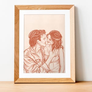 Retrato de pareja personalizado, retrato lineal, arte minimalista, dibujo de pareja, arte lineal, regalo personalizado, retrato a partir de una foto, encargo artístico