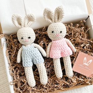Crochet Amigurumi Stuffed Doll Toys Bunny for Boys and Girls, Photo Prop, Unique Newborn Gift, Twin Baby, Announcemence Baby Shower Gift