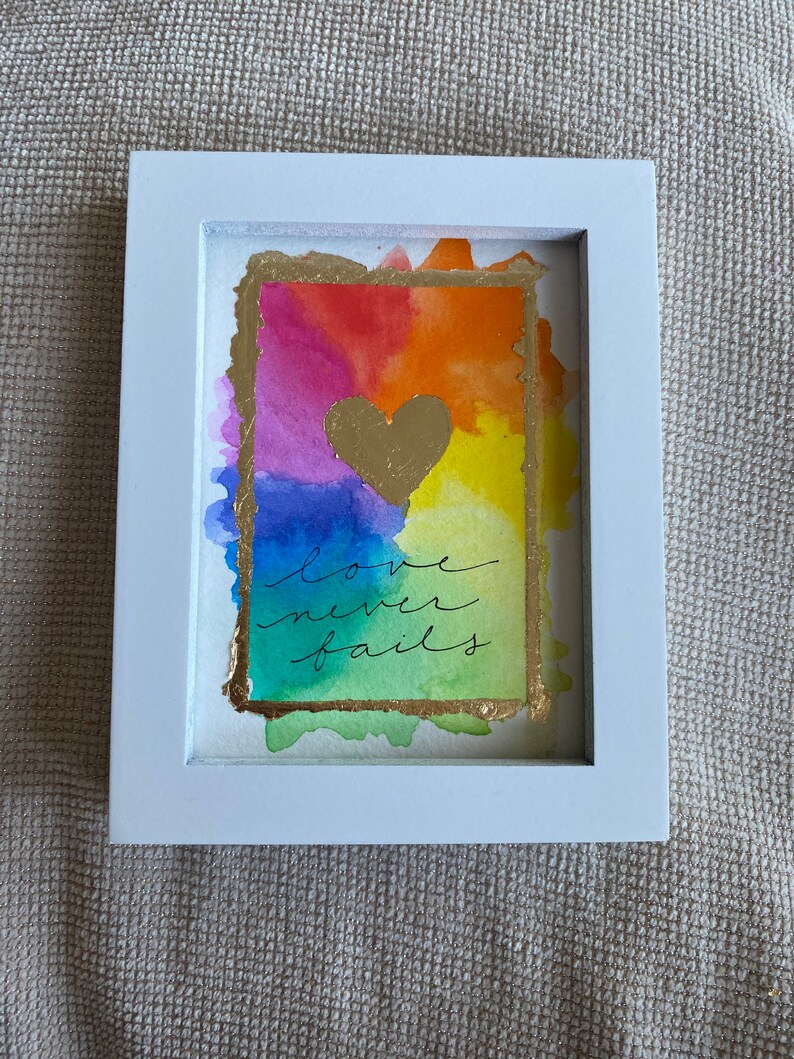 \u2018Love Never Fails,\u2019 Mixed media Mini Watercolor Artwork