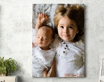 Custom painting from photo Kids children Portrait Oil Painting From Photo - Custom Oil Painting Photo-Girl Boy Digital Oil Paint From Photo