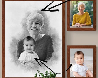 Combine Photos of Loved Ones - Custom Memorial Portrait: