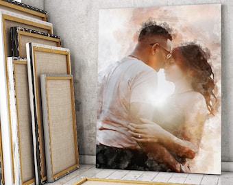 Custom Couple Portrait: Watercolor Painting from Photo (Digital Art)