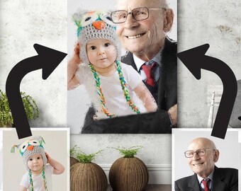 写真からカスタムメモリアル油絵を作成：写真に人物を追加、故人への贈り物