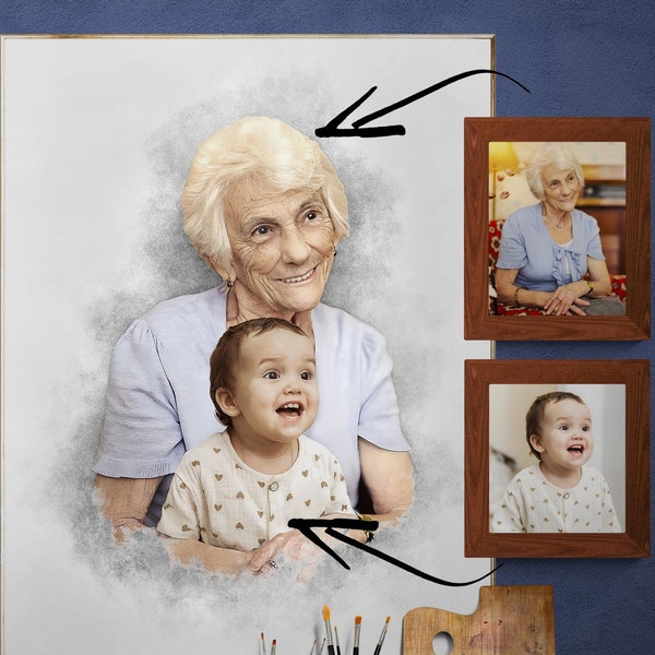 Fügen Sie eine verstorbene Person zum Foto hinzu, benutzerdefiniertes Gedenkgeschenk - Verstorbene geliebte Person Geschenk - Person zum Foto hinzufügen - Fotos kombinieren, Für Papa Mama, Farbe
