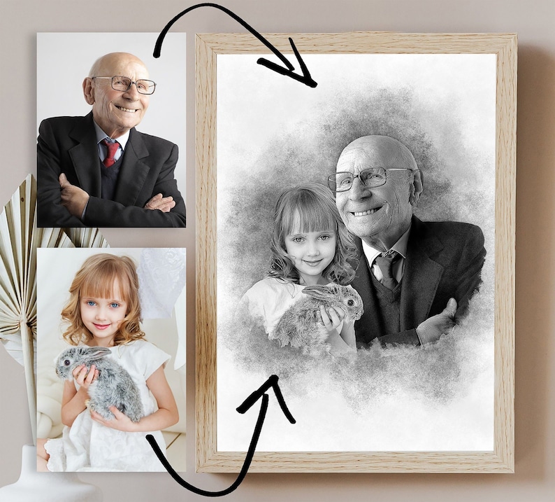 Add deceased someone to photo - Custom gift and memorial - Deceased loved one gift - Add Person to Photo - Combine Photos - Gift for Dad Mom 
