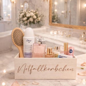 Wedding emergency basket, wedding decoration, wedding gift, wedding idea, wedding toilet basket, wedding accessories, wedding emergency kit image 1