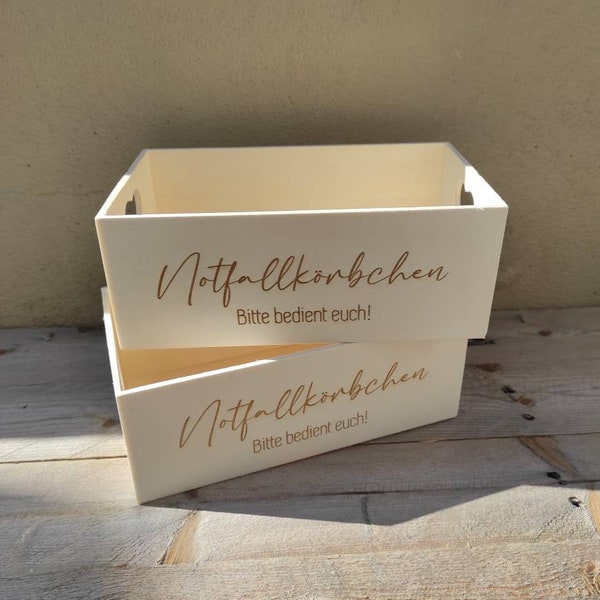 Notfallkörbchen, Notfallkiste, Schild Hochzeit, Notfallbox, Hochzeitsdeko, kleine Helfer, Toilette