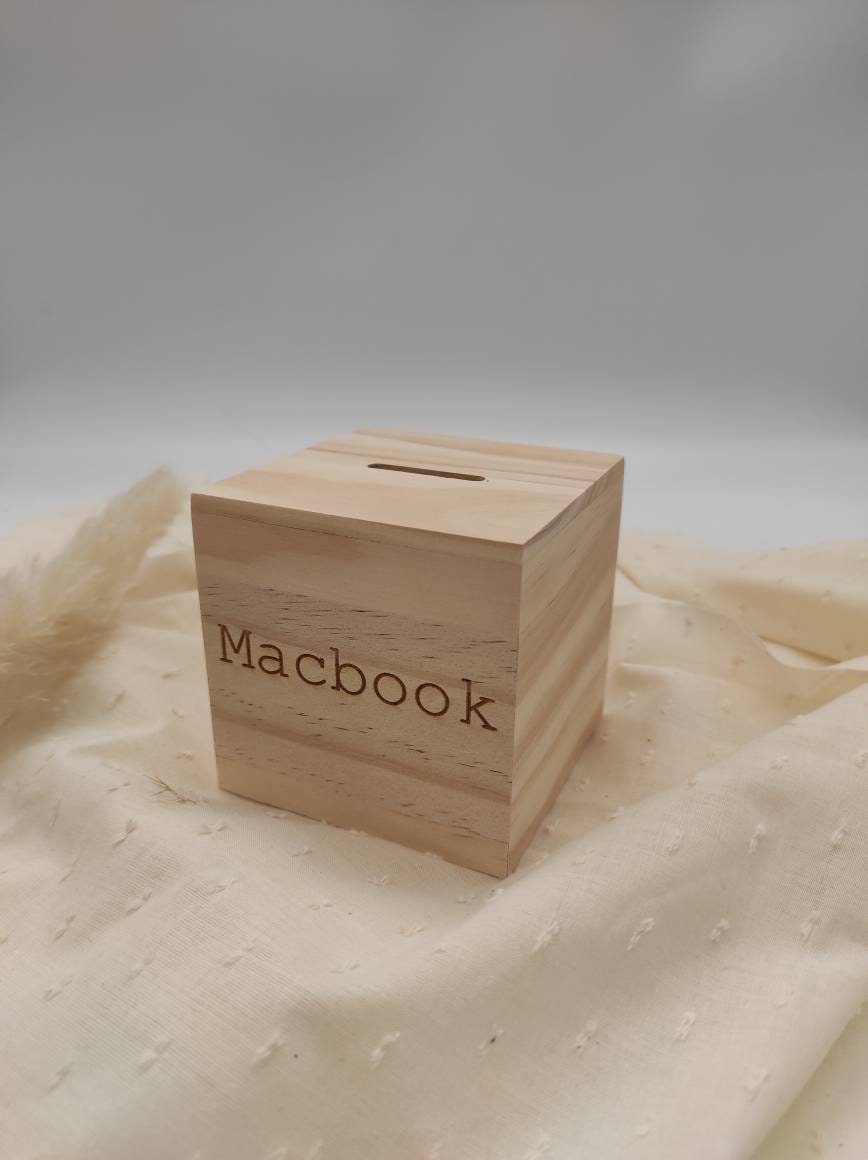 Hucha De Madera Personalizable Con Marco Para Foto, Texto En Alemán 'Alles Gute', 22x22x4.5 Cm, Regalo Original