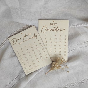 Holzpostkarte, Postkarte, Schwangerschaftscountdown, Schwangerschaft, liebe im Bauch, Geburt, Baby