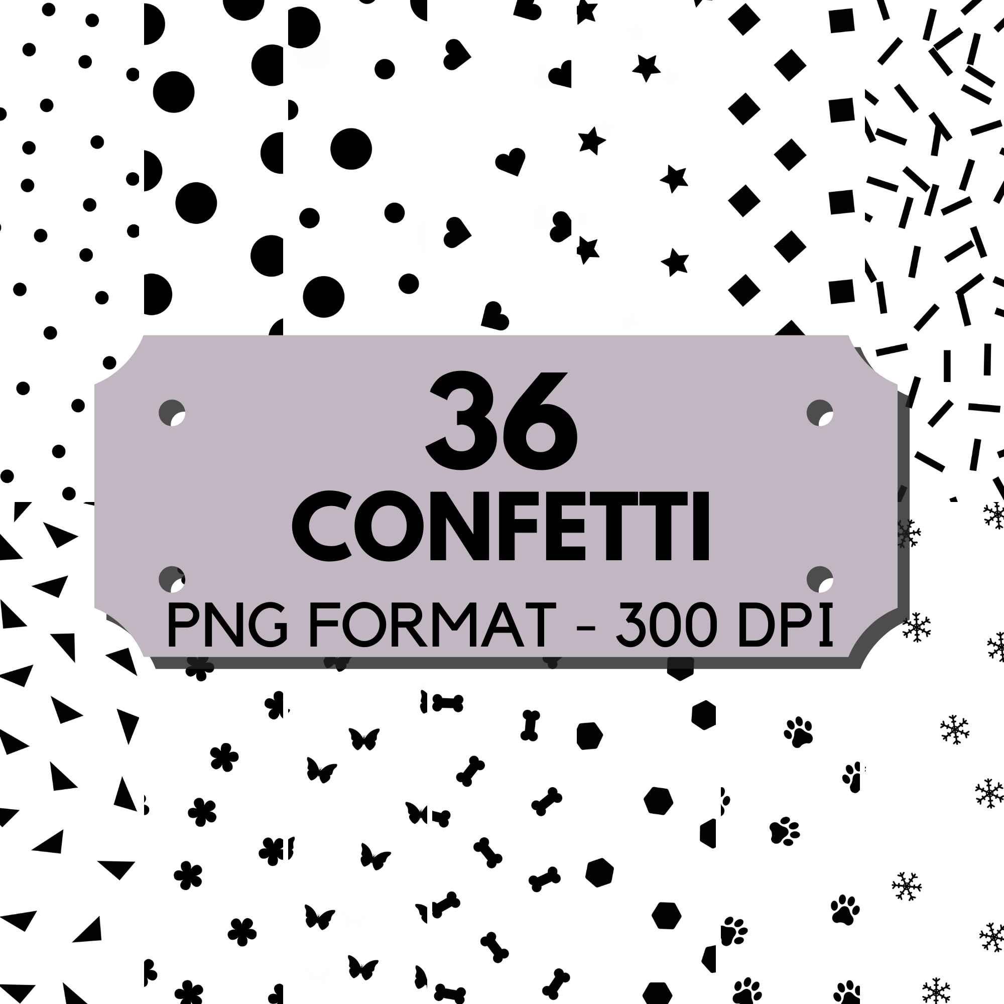 confetti clip art black and white