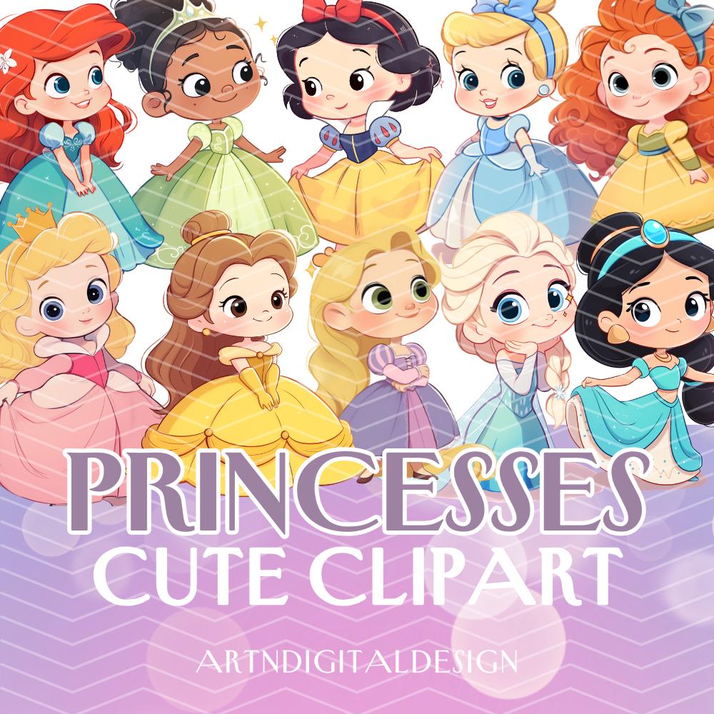 Cute Princess Watercolor Clipart Bundle | Baby Princess PNG | Birthday ...