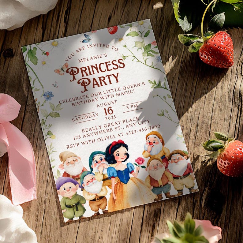 Snow White Clipart Bundle | Watercolor PNGs | Digital Download | Fairytale Princess Party & Nursery Decor | Seven Dwarfs, Poisoned Apple image 5