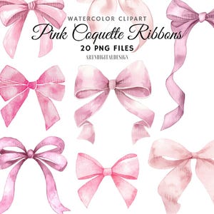 Imágenes prediseñadas de lazos de acuarela rosa, gráficos de lazos de acuarela, imágenes prediseñadas de lazo rosa pastel suave, marcos de cinta, archivos PNG
