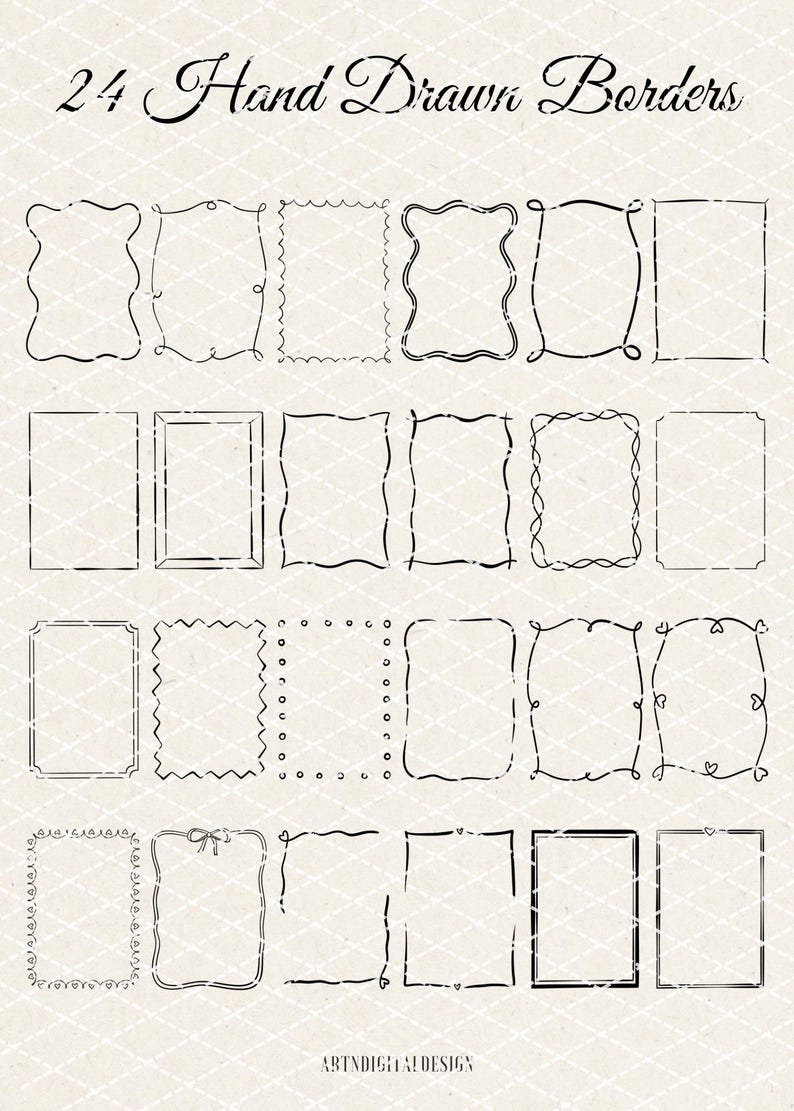 Whimsical Handdrawn Wedding SVG PNG Clipart Bundle, Illustrations for Invitations, Icons, Menu, Wavy Squiggle, Commercial Use image 4