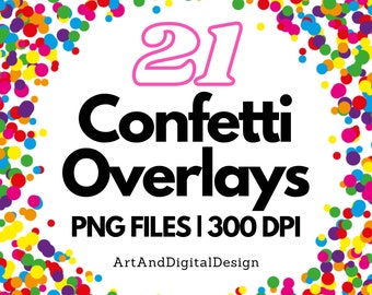 Colorful Digital Confetti Overlays, Rainbow Dots, Confetti Frames, Confetti, PNG Files, Borders, Sprinkles, Backgrounds, Scrapbooking