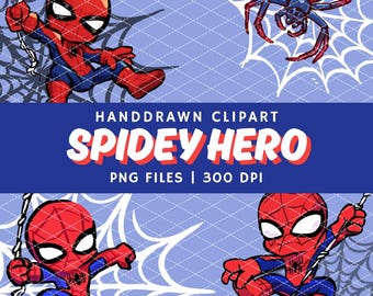 Spidey Clipart, Superhero Birthday PNG Bundle (Digital Download), Spidey and Friends Clipart, Spider, Fabric PNG POD
