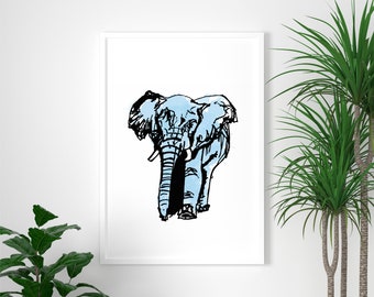 Elephant watercolour art print | elephant gift | home decor | animal art | watercolour painting | elephant wall art | Elephant poster