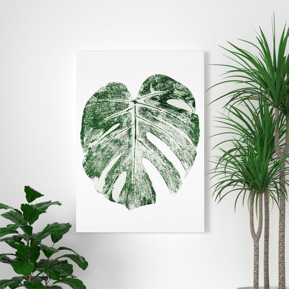 Realistic Monstera Print Painting on Canvas With Easel | 9 X 12 | Tropical  Wall Art | Swiss Cheese Plant | Botanical Art | Leaf Print - Etsy