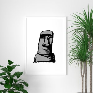 Moyai Emoji Moai Emoji Easter Island Black Sticker for Sale by