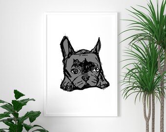 French bulldog watercolour art print | frenchie wall art | dog print | french bulldog gift | black french bulldog | pet print |cute frenchie