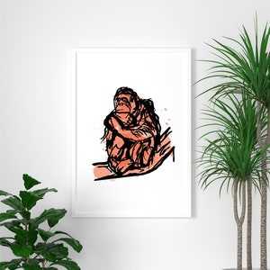 Orangutan watercolour art print | monkey wall art | animal art | jungle decor | endangered animal | nursery art | Orangutang | tapanuli