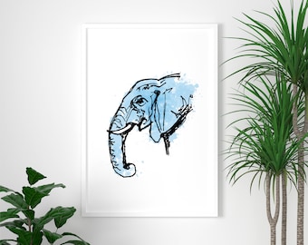 Elephant watercolour art print | elephant gift | home decor | animal art | watercolour painting | elephant wall art