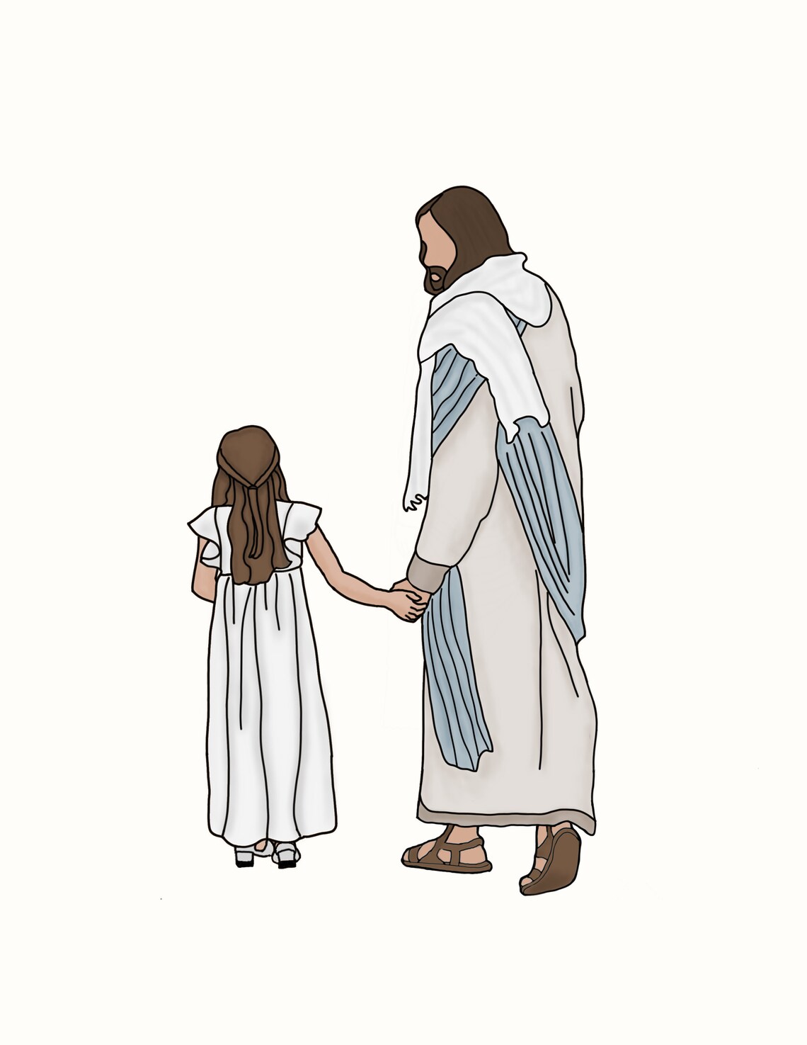 Girl With Jesus I Will Walk With Jesus Baptism Gift | Etsy