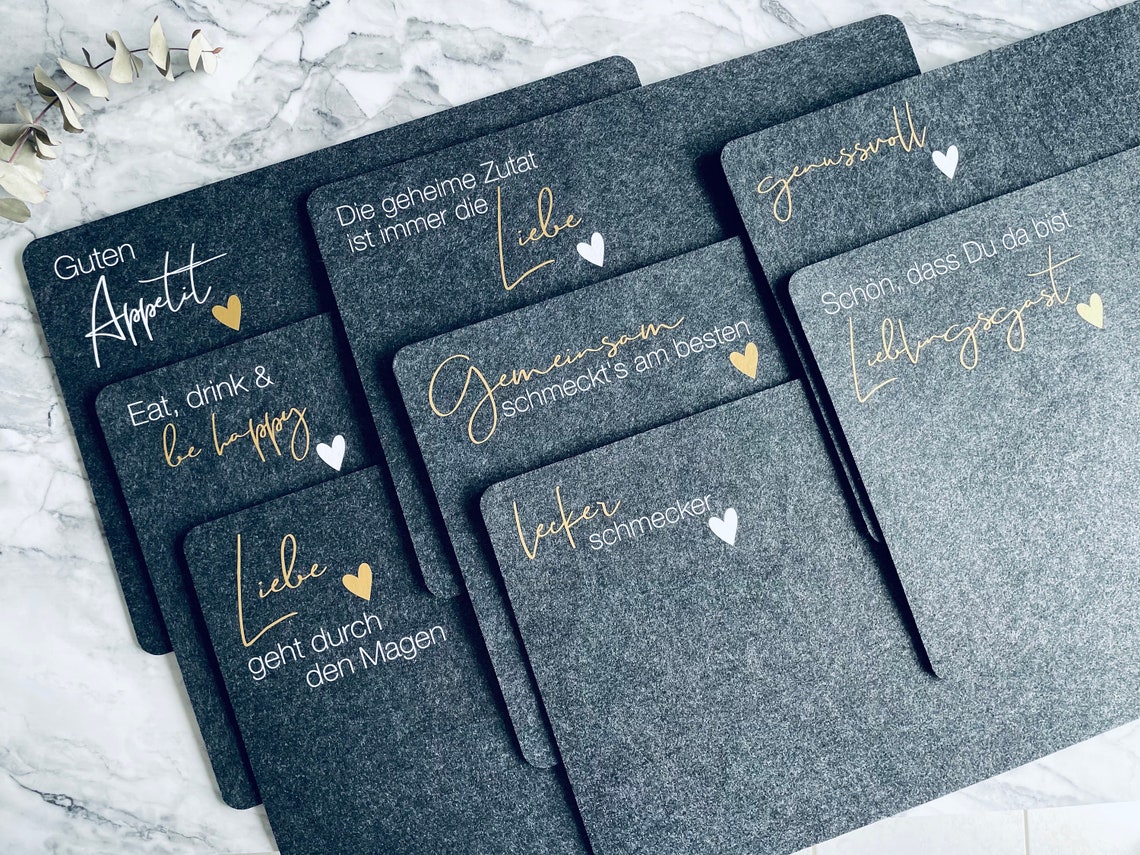 Platzset Filz individuelle Sprüche im Set 6Stk. oder 8Stk. / Etsy