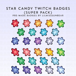 Konpeito Star Fragment Japanese Candy - Super Pack | P2U Twitch Sub Badges, Bit Badges | Pixel Art Badges for Streaming