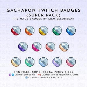 Gachapon Capsule Toy - Super Pack | Odznaki subskrybentów P2U Twitch, Odznaki bitowe | Odznaki Pixel Art do streamingu