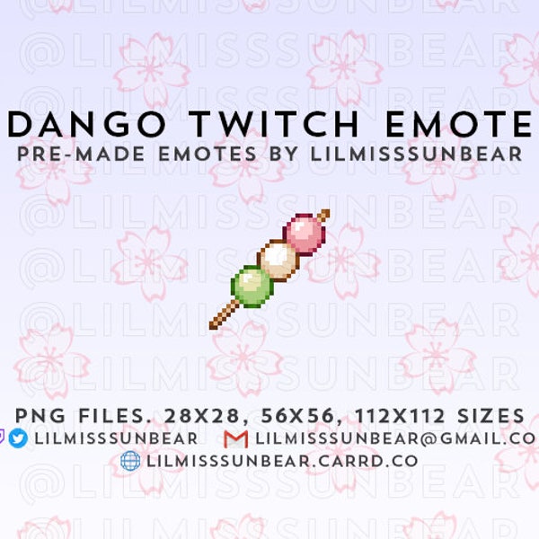 Dango Japanese Dessert - Twitch Emote | P2U Twitch Subscriber, Bits Tier Reward, Channel Points Emote Icon | Pixel Art Emote for Streaming