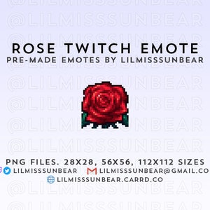 Rose - Twitch Emote | P2U Twitch Subscriber, Bits Tier Reward, Channel Points Icon | Pixel Art Emote for Streaming
