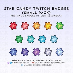 Konpeito Star Fragment Japanese Candy - Small Pack | P2U Twitch Sub Badges, Bit Badges | Pixel Art Badges for Streaming