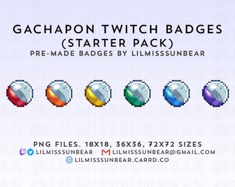 Gachapon Capsule Toy - Starter Pack / P2U Twitch Sub Badges, Bit Badges / Pixel Art Badges for Streaming