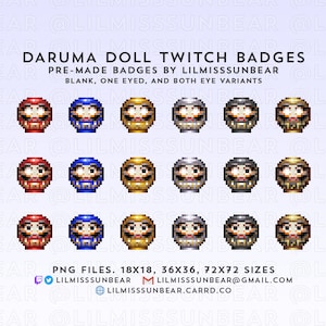 Japońska lalka Daruma | Odznaki subskrybentów P2U Twitch, Odznaki bitowe | Odznaki Pixel Art do streamingu