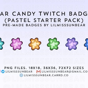 Konpeito Star Jellies Japanese Candy - Pastel Starter Pack | P2U Twitch Sub, Bit Badges | Pixel Art Badges for Streaming