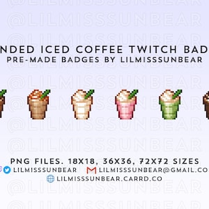 Blended Iced Coffee Drink | P2U Twitch Sub Badges, Bit Badges | Pixel Art Badges for Streaming